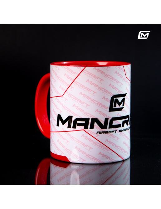 High-quality, original, hand-made ceramic mug with the Mancraft logo.